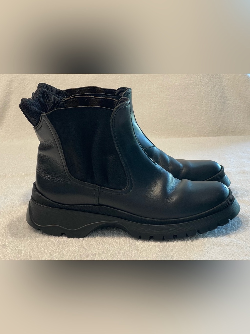 VINTAGE Prada Skiskolaer 1999 Black Leather Chelsea Boots | IT 36.5 / US 6.5